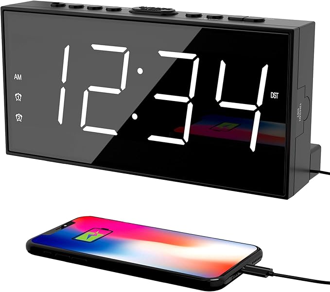 PPLEE Alarm Clock for Bedroom, 2 Alarms Loud LED Big Display Plug in Simple by PPLEE