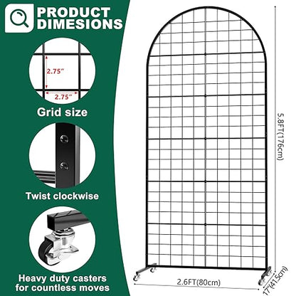 Asee'm Grid Wall Panels Display Stand 2.6' x 5.8' FT Black Movable Wire Grid - Image 2