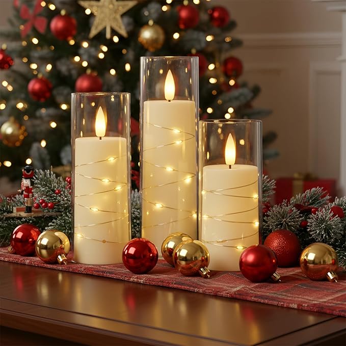 Raycare Flameless Candle with Remote Timer, 7 Flickering Acrylic Battery Oper...