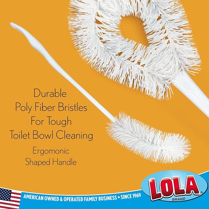 LOLA Toilet Bowl Brush w/Curved Head, 4 Pack, Coated Wire, Durable Poly Bristles - Image 4