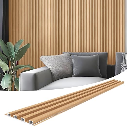 Art3d 8-Pack 96 x 6in. WPC Acoustic Slat Wall Panel by Art3d