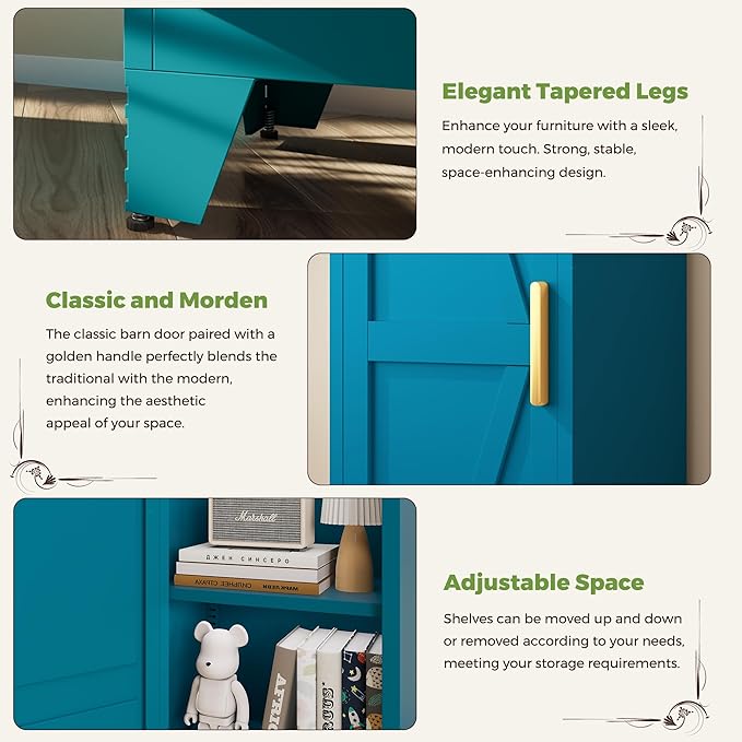 COFaR Tall Bathroom Cabinet, Metal Farmhouse Narrow Slim Storage Cabinet - Image 4