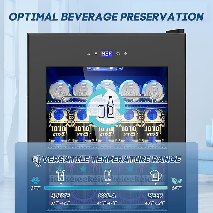 17Inch Beverage Refrigerator and Cooler Freestanding, 96 Cans Mini Fridge - Image 3
