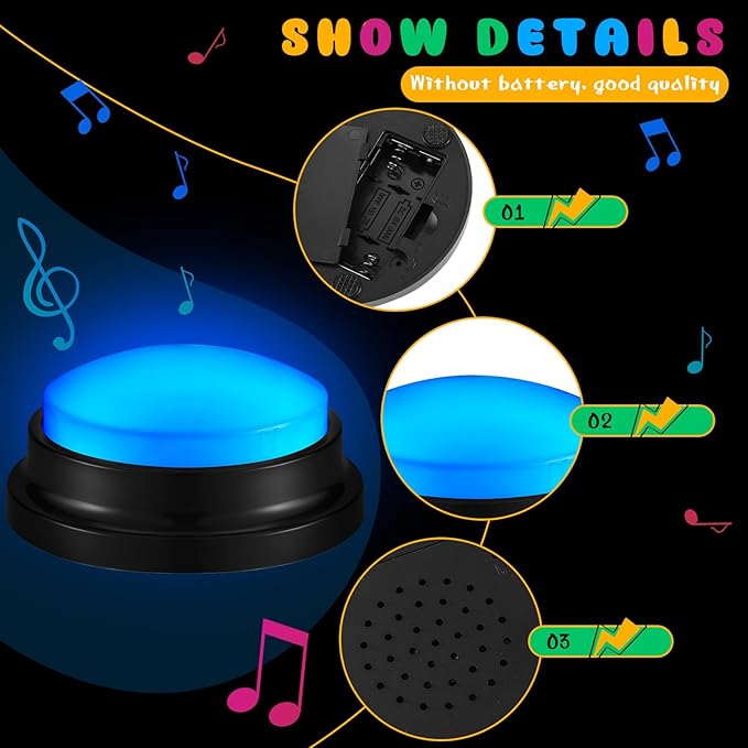 Honoson 8 Pcs Recordable Answer Buzzers, Personalized Sound, Recordable - Image 2