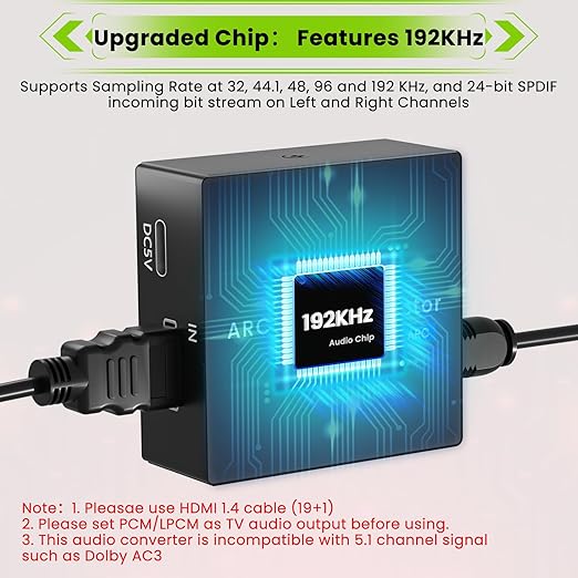 192KHz ARC Audio Extractor, HDMI ARC to Optical Converter, ARC to - Image 4