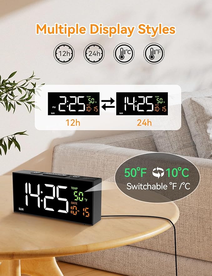 Netzu Alarm Clocks for Bedrooms, Digital Clock - Image 6