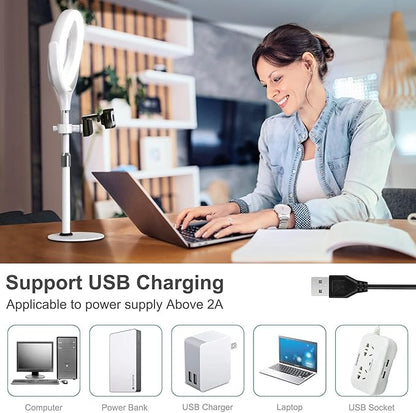 8 inch Desk Ring Light with Stand, Adjustable Computer Circle Light - Image 7