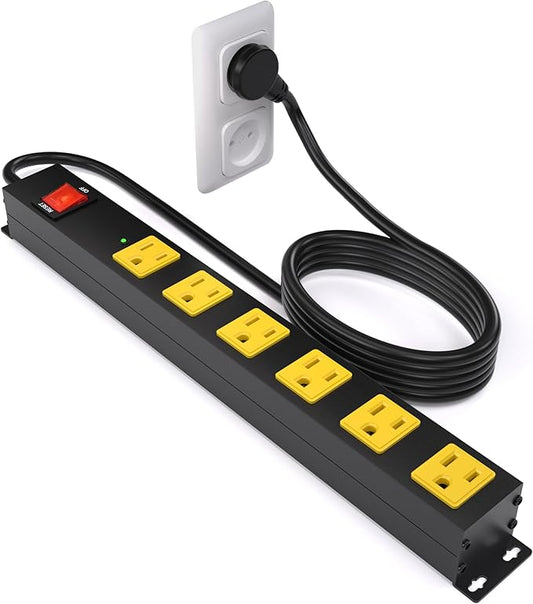 Heavy Duty 6 Outlet Metal Long Power Strip, 2700J Surge Protector by Unknown