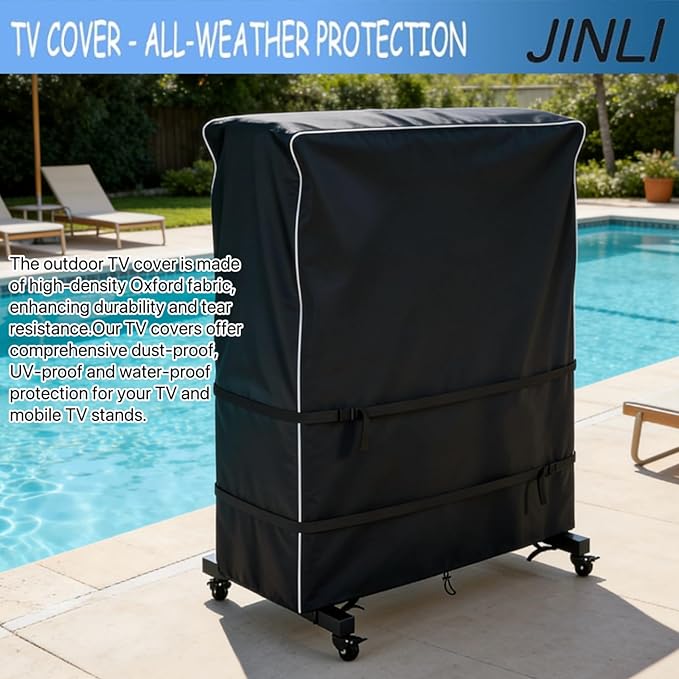 JINLI 65-70 inch outdoor TV trolley cover, courtyard TV cover, Oxford fabric - Image 5