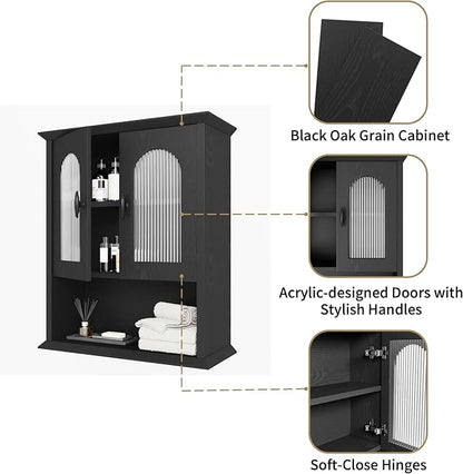 CJL Bathroom Wall Cabinet with Fluted Door, 18.9'' x 23.6'' Medicine Cabinet - Image 6