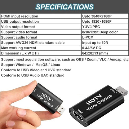 Gebildet 4K Video Capture Card, HDMI to USB Capture Card 1080P - Image 6