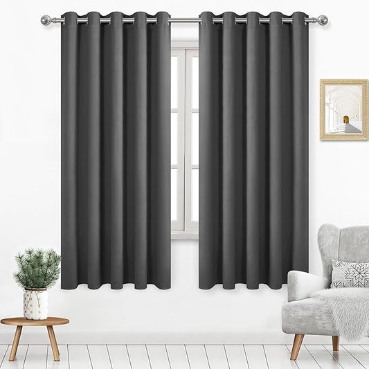 DWCN Blackout Curtains 63 Inch Length, 60 Wide Thermal Light Blocking Drapes by DWCN
