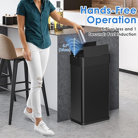 Arlopu 18.5 Gal Automatic Trash Can, 70 Stainless Steel Motion Sensor Garbage - Image 4
