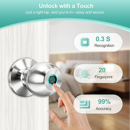 UMIK UMIKSMART Fingerprint Door Lock, Smart Door Knob, Keyless Entry Door Lock - Image 3