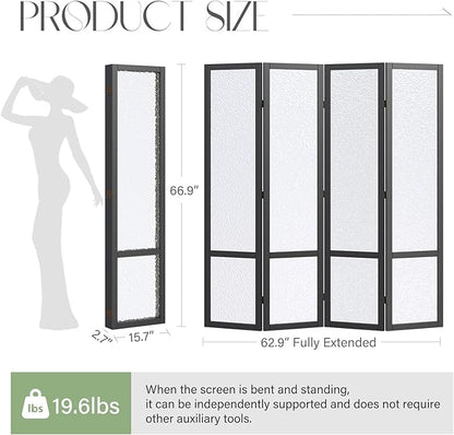 Acrylic Room Divider, 4-Panel Freestanding Partition Screen, Frosted - Image 3