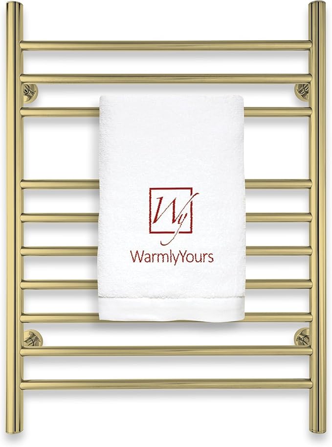 Heated Towel Rack, 10-Bar Wall-Mounted Electric Towel Warmer, Polished Gold by WarmlyYours