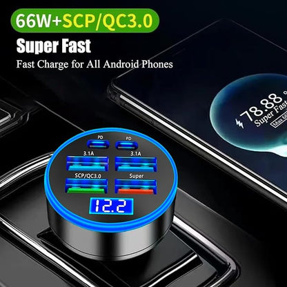 Super Fast Charge USB C Car Phone Charger Adapter 6 in 1 - Image 6