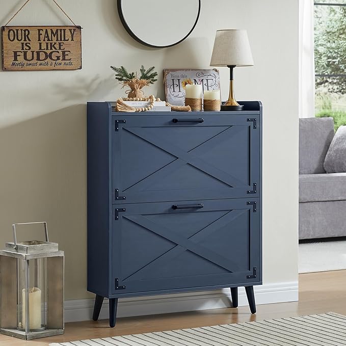 Shoe Storage Cabinet, Farmhouse Shoe Organizer by Barnyatoh