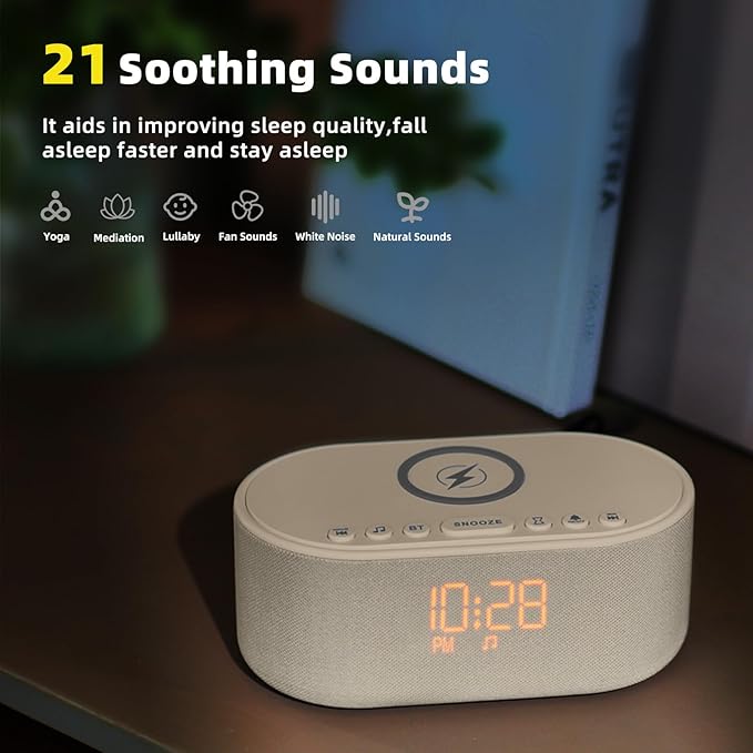 Sound Machine Alarm Clock for Bedrooms: Bluetooth 10W Stereo Sound Speaker - Image 5