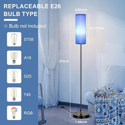 FRIDEKO HOME Floor Lamp with Blue Shade, Simple Design with Foot Pedal Switch - Image 5