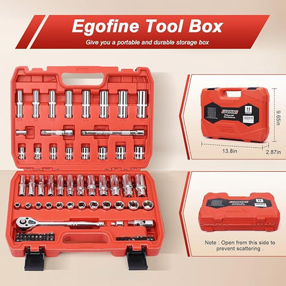 3/8” Drive Socket Set, 76 Pieces Ratchet Wrenches Set, Standard and Deep - Image 2