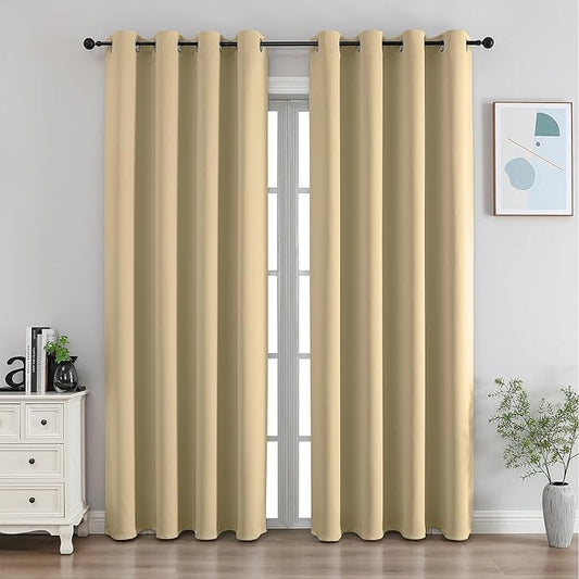 CUCRAF Beige Blackout Curtains 84 Inches Long, Thermal Insulated Noise Reducing by CUCRAF