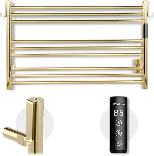 K&KALONZO Towel Warmer for Bathroom, Wall-Mounted 9-Bar Heated Towel Rack by KKALONZO