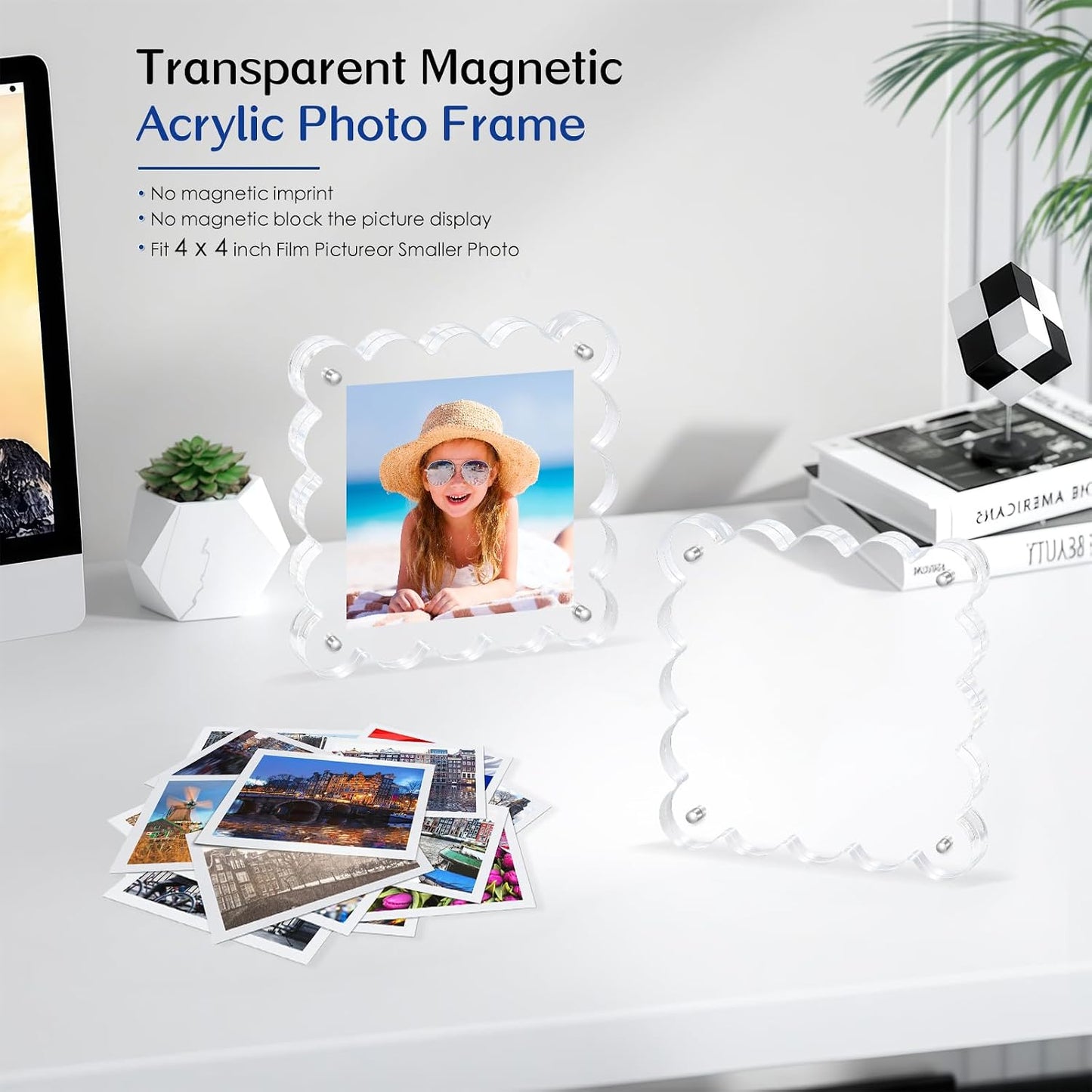 Acrylic Magnetic Picture Frames 4x4-2pack Square Photo Frame