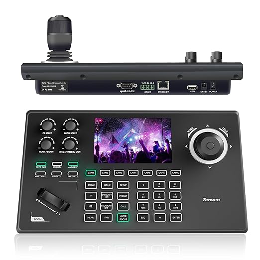 Tenveo NDI PTZ Camera Controller, 4D Joystick, PoE IP PTZ Controller Keyboard by Tenveo