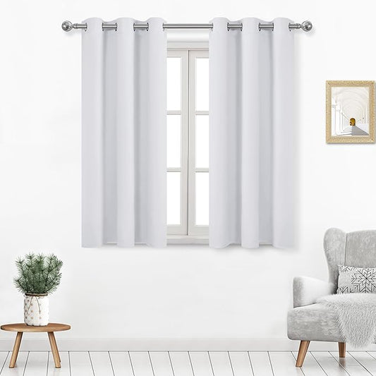 DWCN Greyish White Curtains 54 Inches Long, Thermal Room Darkening Curtain by DWCN