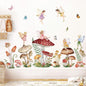 wondever Woodland Mushroom Wall Decals Fairy Butterfly Forest Peel and Stick Wall Art Stickers for Girls Bedroom Baby Nursery Living Room | Peel and Stick, Removable, Wall Art Decals, Wall Decoration, Kids Room, Girls Bedroom Baby Nursery Playroom Decor