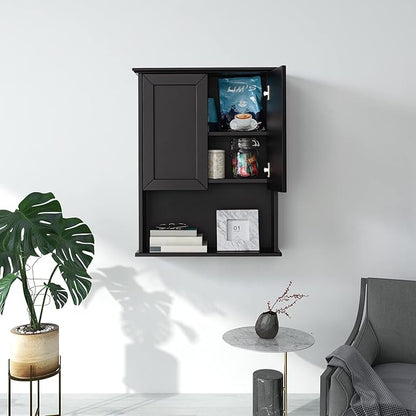 Black Bathroom Wall Cabinet 23x29 inch Wooden Bathroom Medicine Cabinet - Image 8