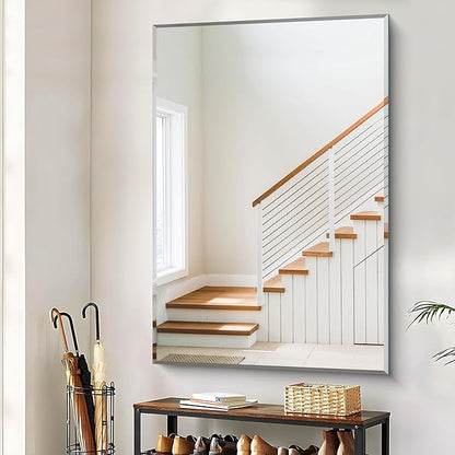 CILIBER 60x40 Large Beveled Mirror, Frameless Beveled Bathroom Mirrors - Image 9