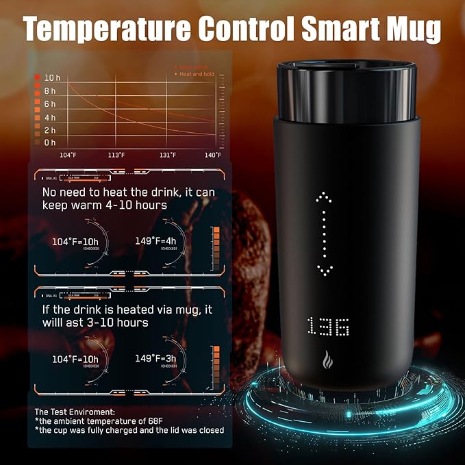 Temperature Control Heated Coffee Mug Smart Self Heating Travel Mug 12 Oz App - Image 5