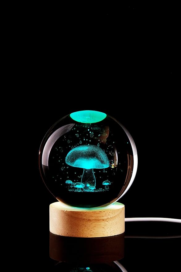 Conalisk 3D Mushroom Crystal Ball Lamp, Lifelike LED Mushroom Night Light - Image 8