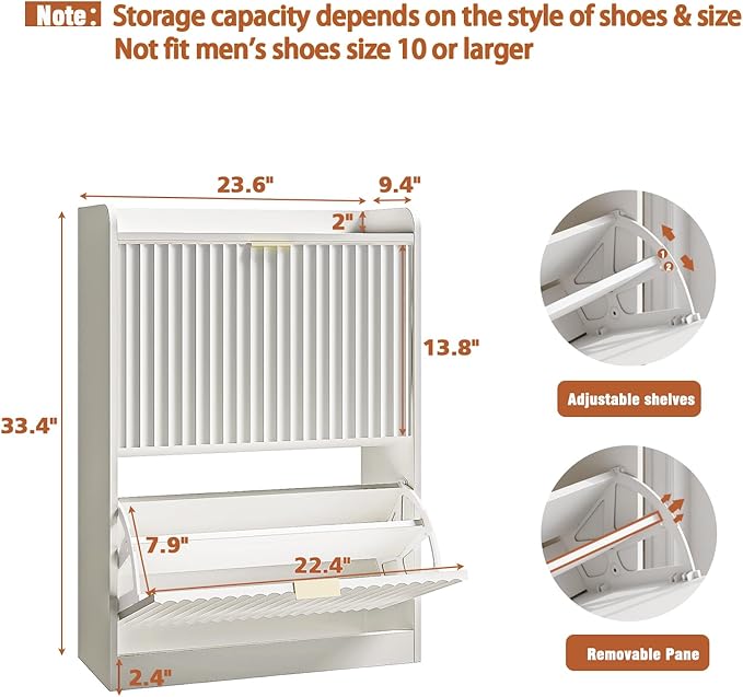 CHUWELL Fluted Shoe Cabinet Storage - Image 2