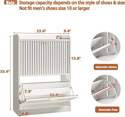 CHUWELL Fluted Shoe Cabinet Storage - Image 2