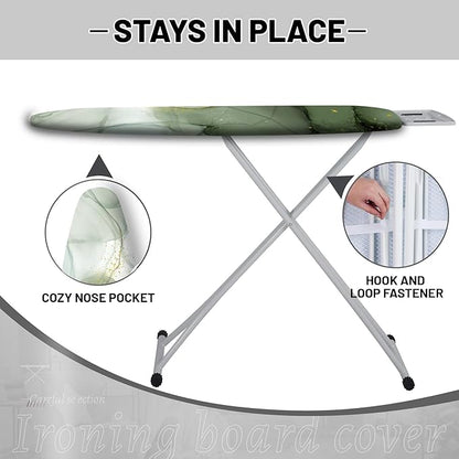 Extra Thick Ironing Board Cover and Pad, Sage Green Marble 15x54 Ironing Board - Image 3