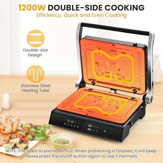 Panini Grill Press Sandwich Maker, 3 In 1 Sandwich Maker - Image 4