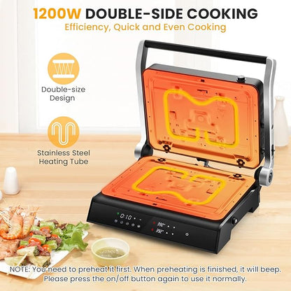 Panini Grill Press Sandwich Maker, 3 In 1 Sandwich Maker - Image 4