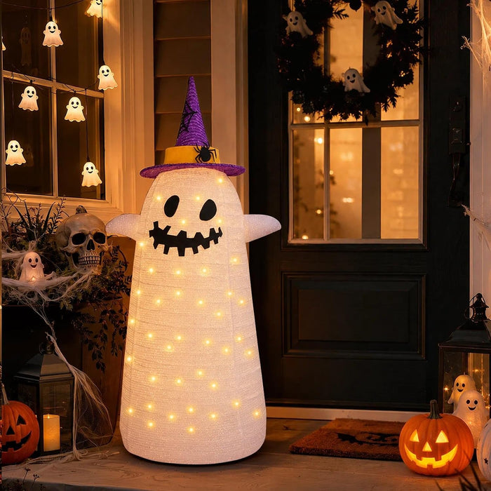 Halloween Ghost Decorations Collapsible Light up Decorations Outdoor, Pre-lit Halloween Decorations with 8 Lighted Mode & Timer for Home Indoor Outdoor Yard Porch Office Party Decor, 3FT