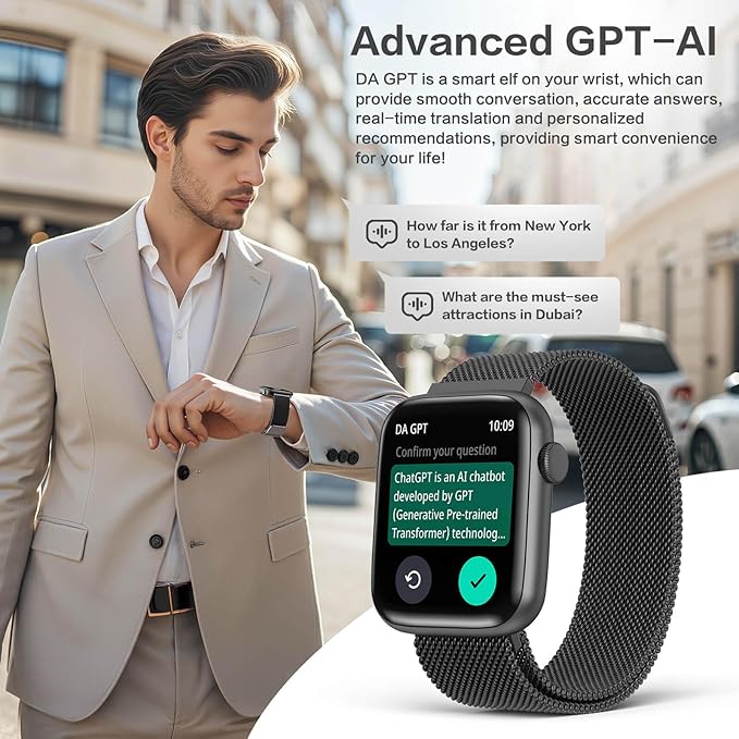 Smart Watches for Men Blood Pressure, DA GPT AI Waterproof Smartwatch, 1.9" - Image 2