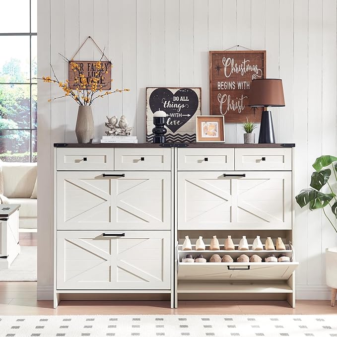 Shoe Storage Cabinet, Farmhouse Shoe Organizer by Barnyatoh