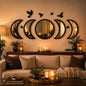 NESHE Moon Phase Mirror Wall Decor Set with Birds | Gothic Witchy Boho Wall Mirror Decor | Scandinavian Aesthetic Home Decor for Bedroom Living Room (Black)