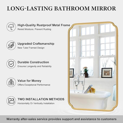 30"x48" Gold Bathroom Mirror for Wall, Large Brass Gold Bathroom Vanity Mirror - Image 6