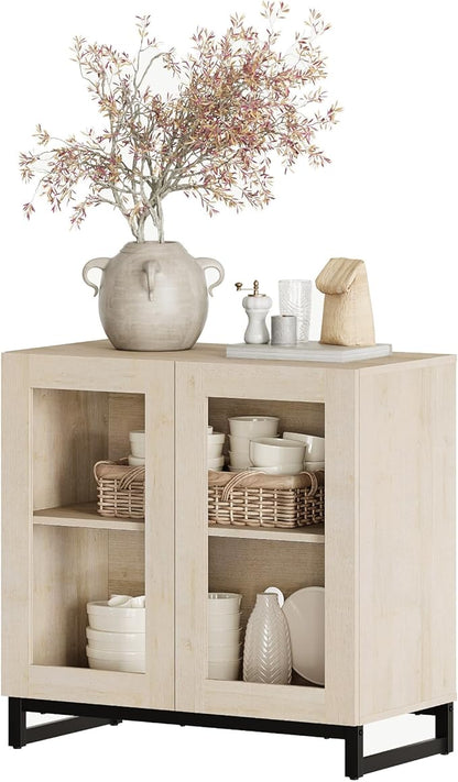 WAMPAT Modern TV Stand with Glass Doors - Image 9