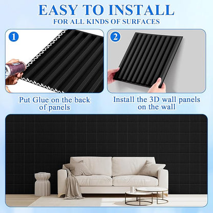Nuanchu 120 Pcs 3D Slat Wall Panels 12 x 12 Inch PVC Fluted Textured Panel - Image 4