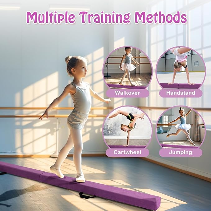 Giantex 7FT/8FT/9FT Balance Beam, Folding Gymnastics Beam w/Carry Handles - Image 2