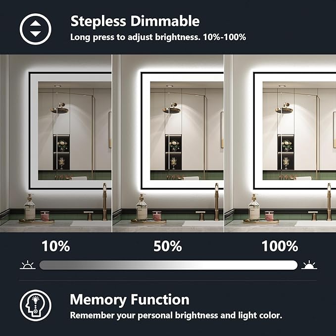 YEELAIT 36x30 Inch LED Bathroom Mirror - Image 4