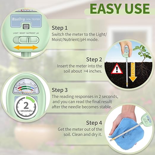 Soil Moisture Meter, 4-in-1 Soil Ph Meter, Soil Tester - Image 5